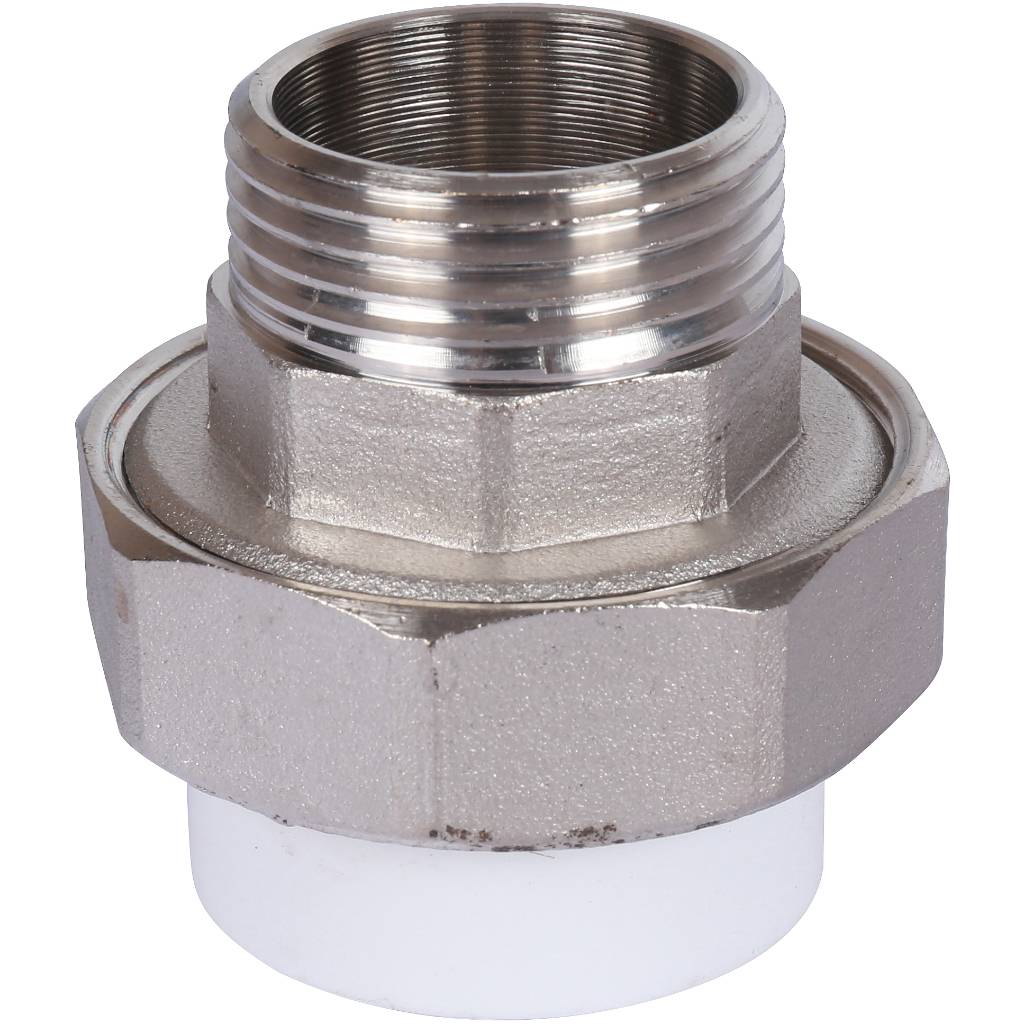 Муфта разъемная с наружной резьбой Политэк 32х1 для полипропиленовых труб под сварку (цвет белый). Фото 3