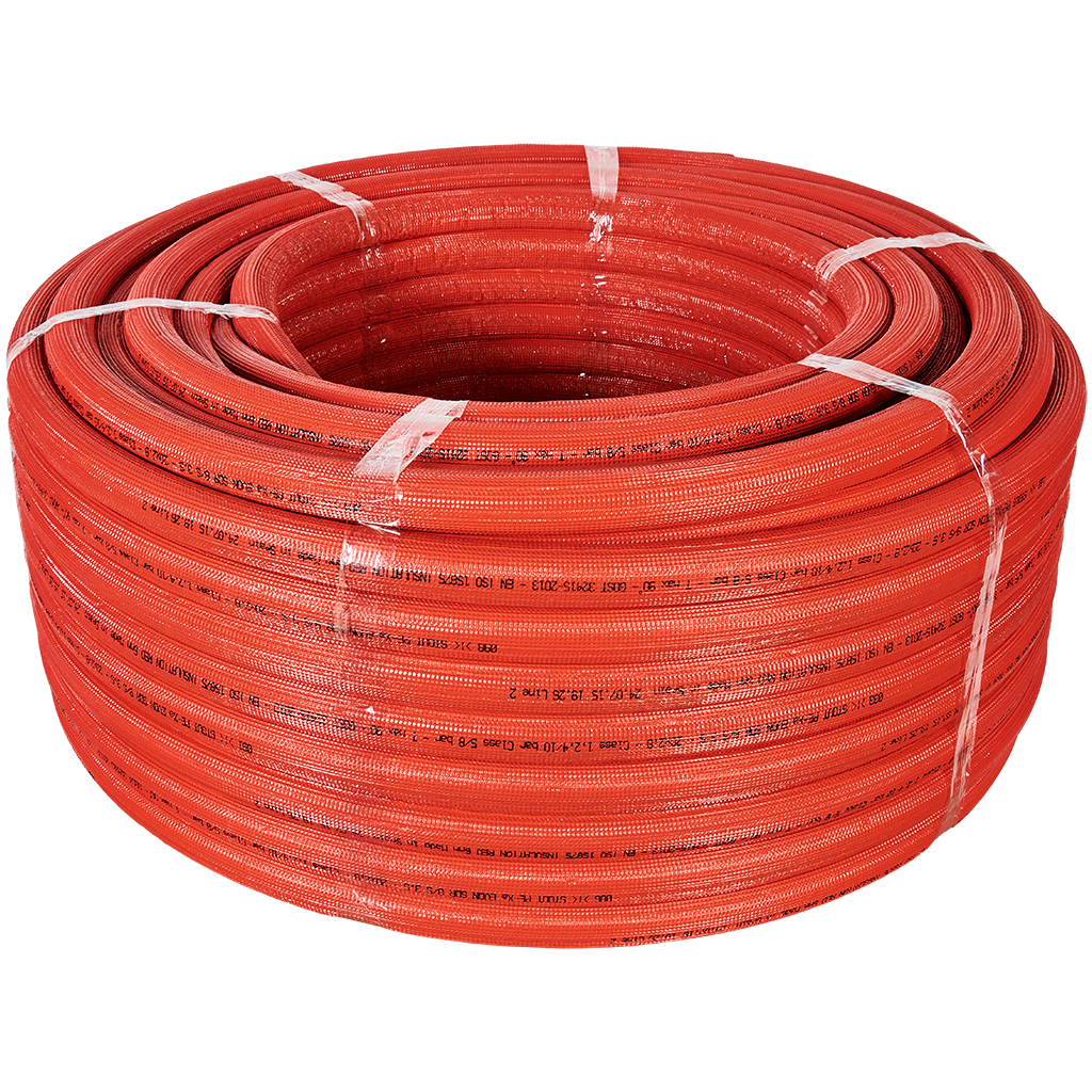 Труба STOUT 20х2,8 (бухта 100 метров) PEX-a из сшитого полиэтилена с кислородным слоем, серая в теплоизоляции (красная)