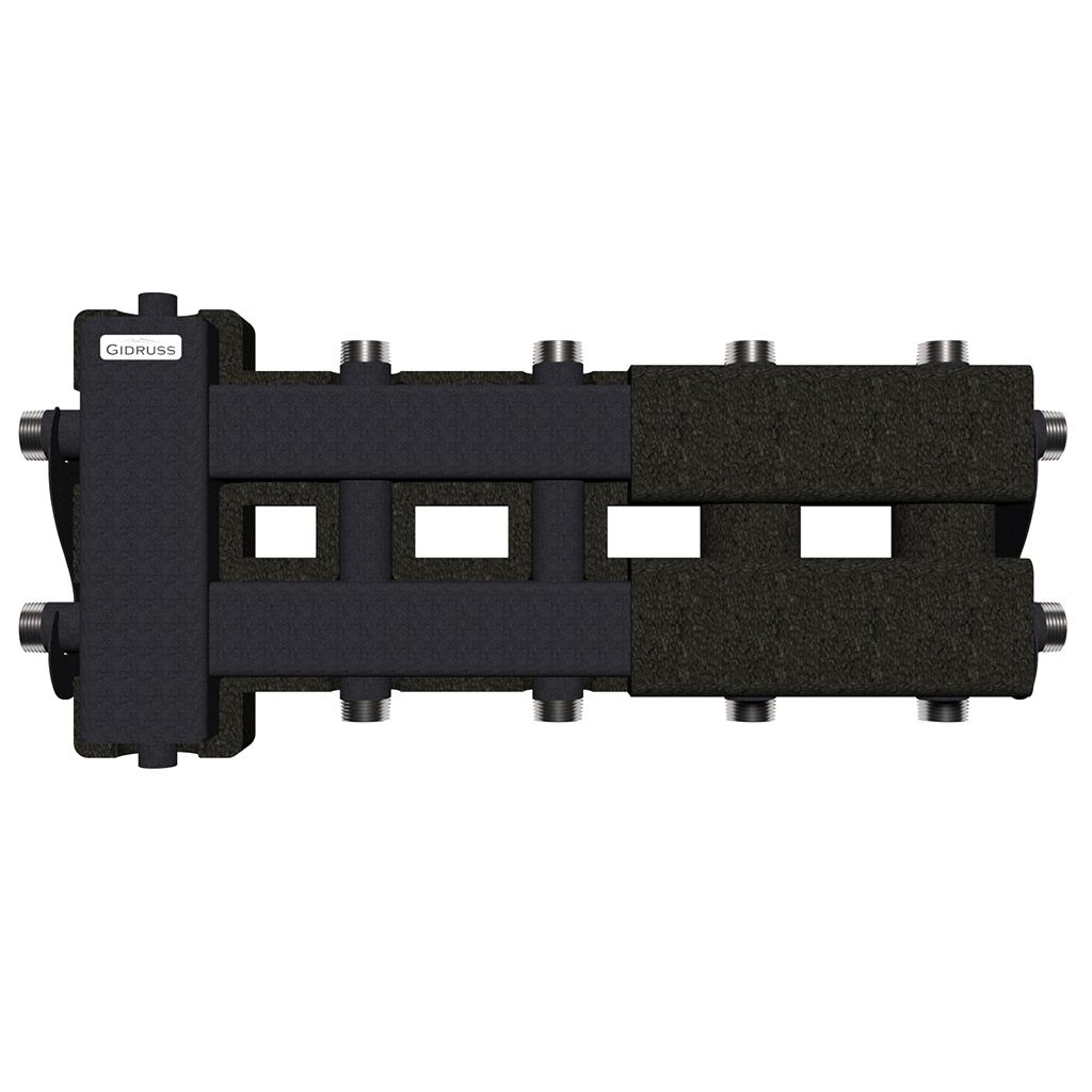 Балансировочный коллектор GIDRUSS BM-60-5DU.EPP (до 60 кВт, вх. G 1, 2+2+1 контура G 1,4D-кронштейны K.UMS, EPP-термоизоляция). Фото 1