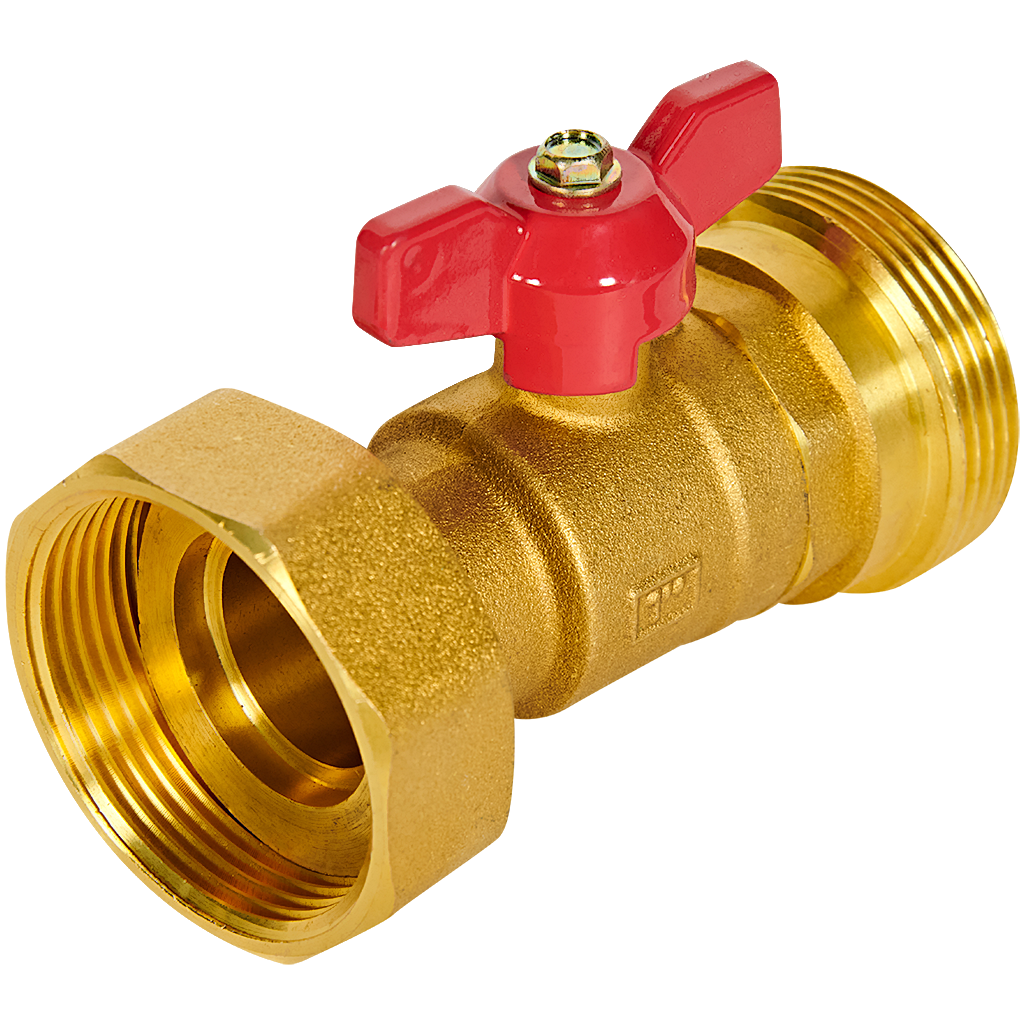 Клапан запорный латунный ROMMER НР 1 1/2 с накидной гайкой для подключения насоса ВР 1 1/2