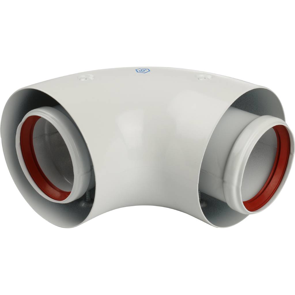 Адаптер для котла угловой STOUT DN60/100 90° коаксиальный (совместимый с Baxi,Viessmann). Фото 1