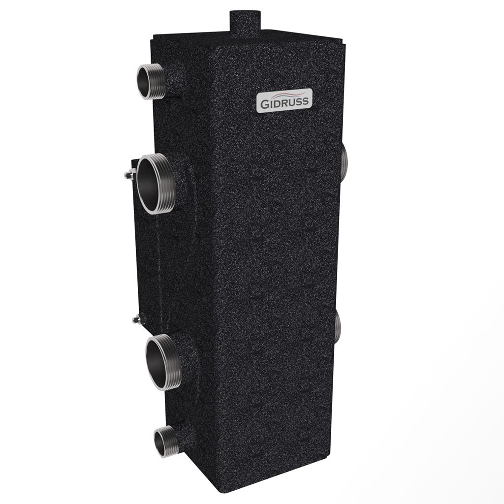 Гидравлический разделитель GIDRUSS GR-150-40 (до 150 кВт, G 1 1/2, корпус 120х120x4 ст. 09Г2С). Фото 1