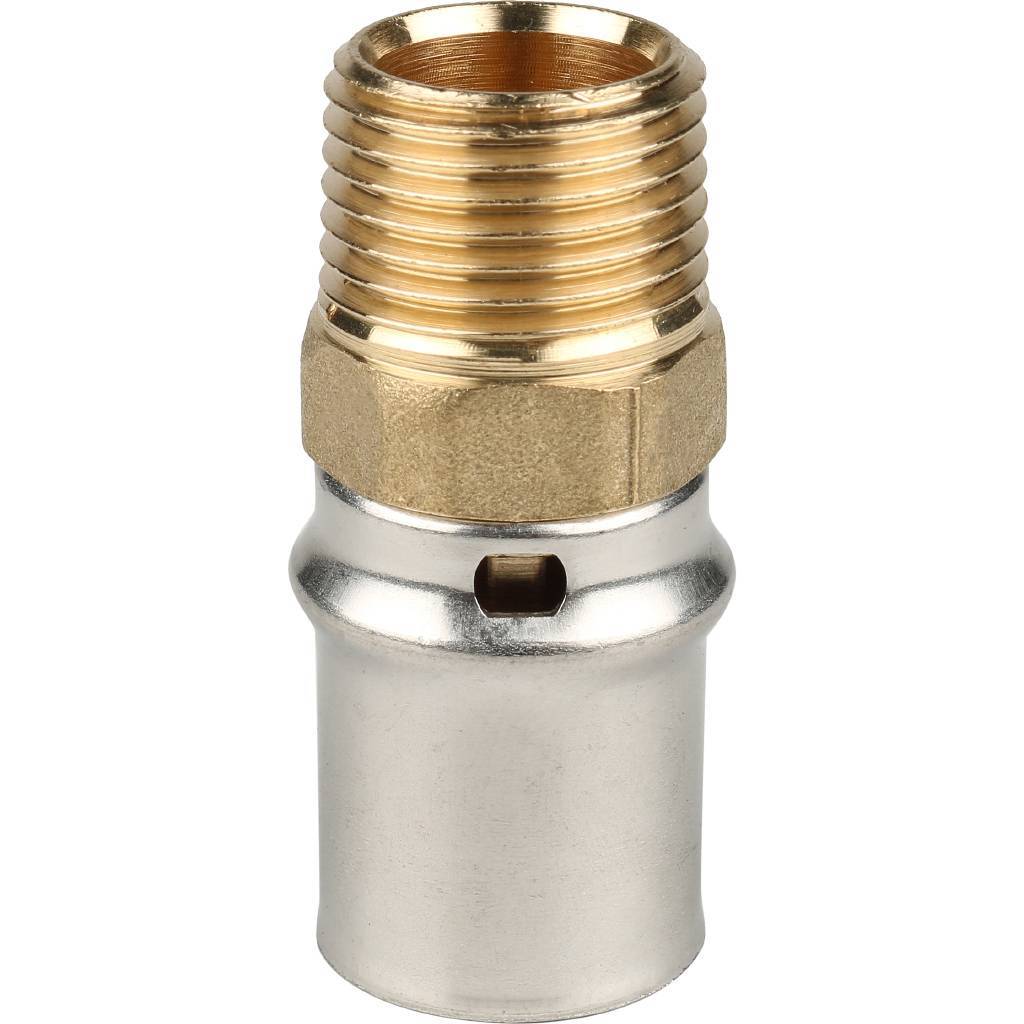 Переходник STOUT с наружной резьбой 1/2 х20 для металлопластиковых труб прессовой