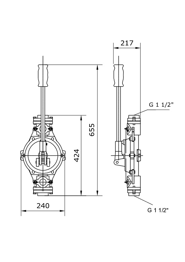 Ручной мембранный насос Vandjord - схема