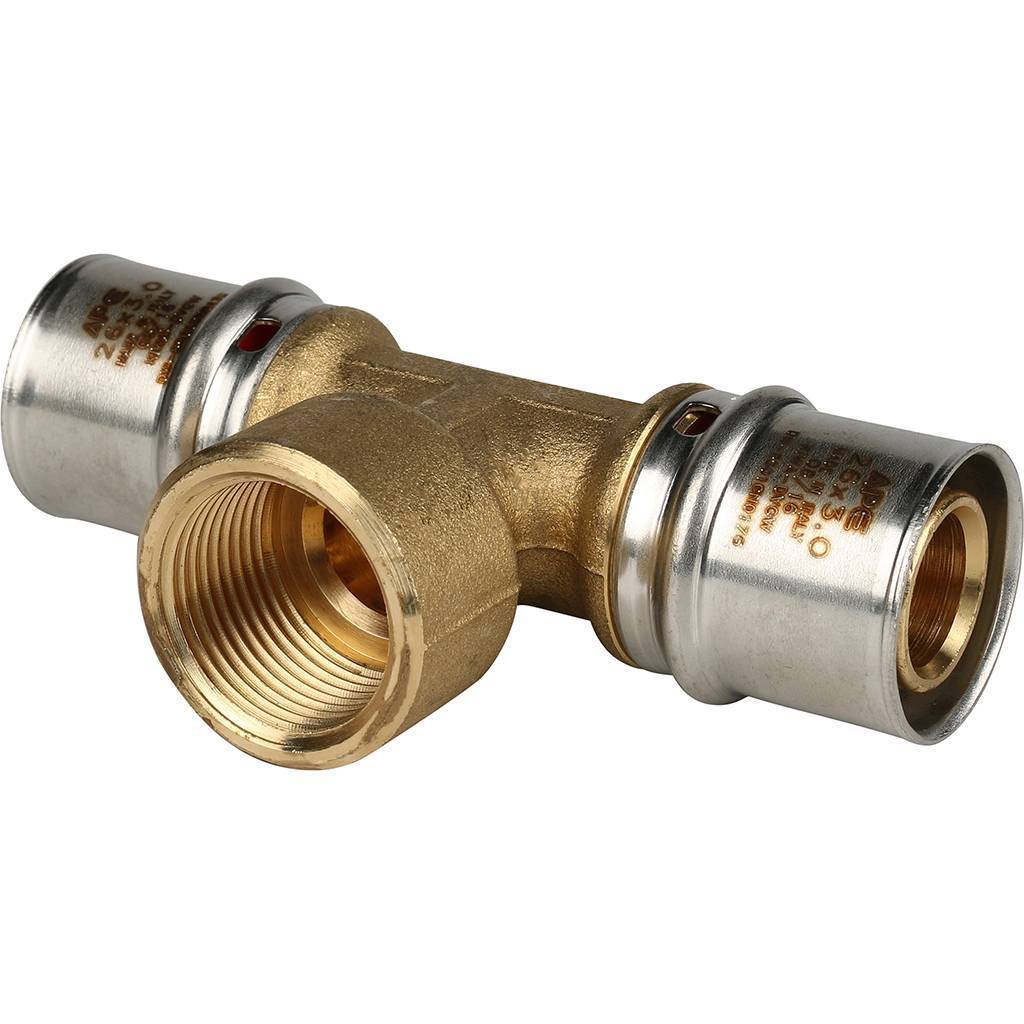 Тройник-переходник STOUT с внутренней резьбой 26х3/4 х26 для металлопластиковых труб прессовой