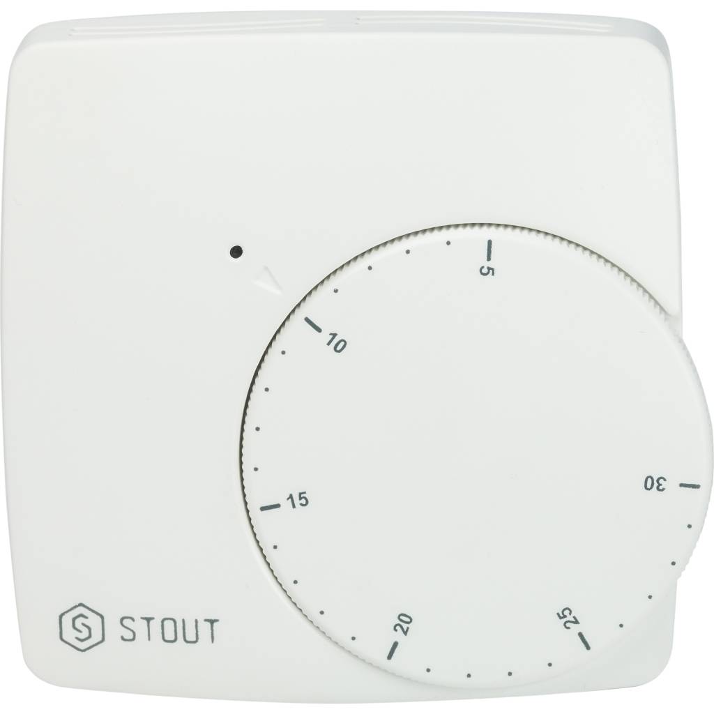 Проводной электронный термостат STOUT WFHT-BASIC со светодиодом. Фото 0