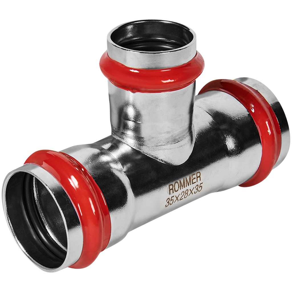 Тройник ROMMER переходной ВПр 35х28х35 из нержавеющей стали прессовой
