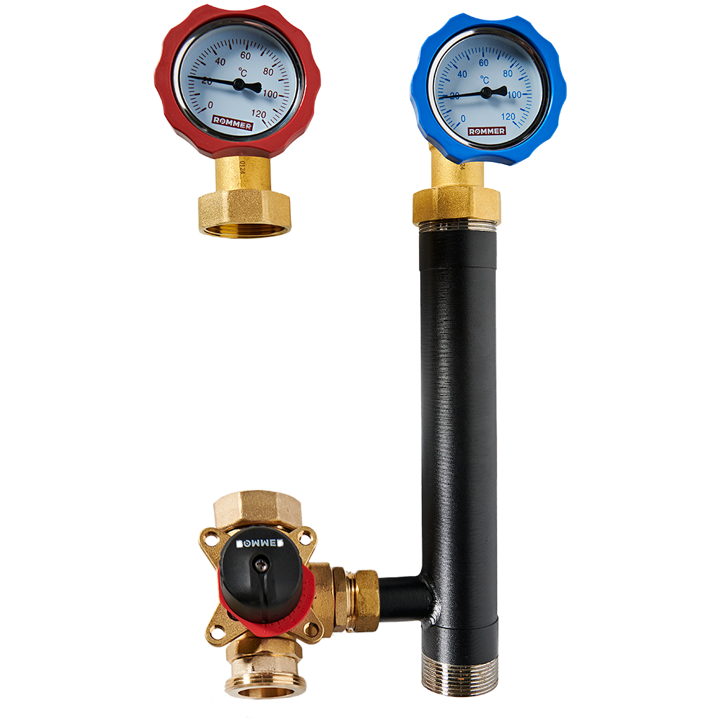 Насосная группа ROMMER с 3-х ходовым приводным смесителем 1  без насоса RDG-0003-012501