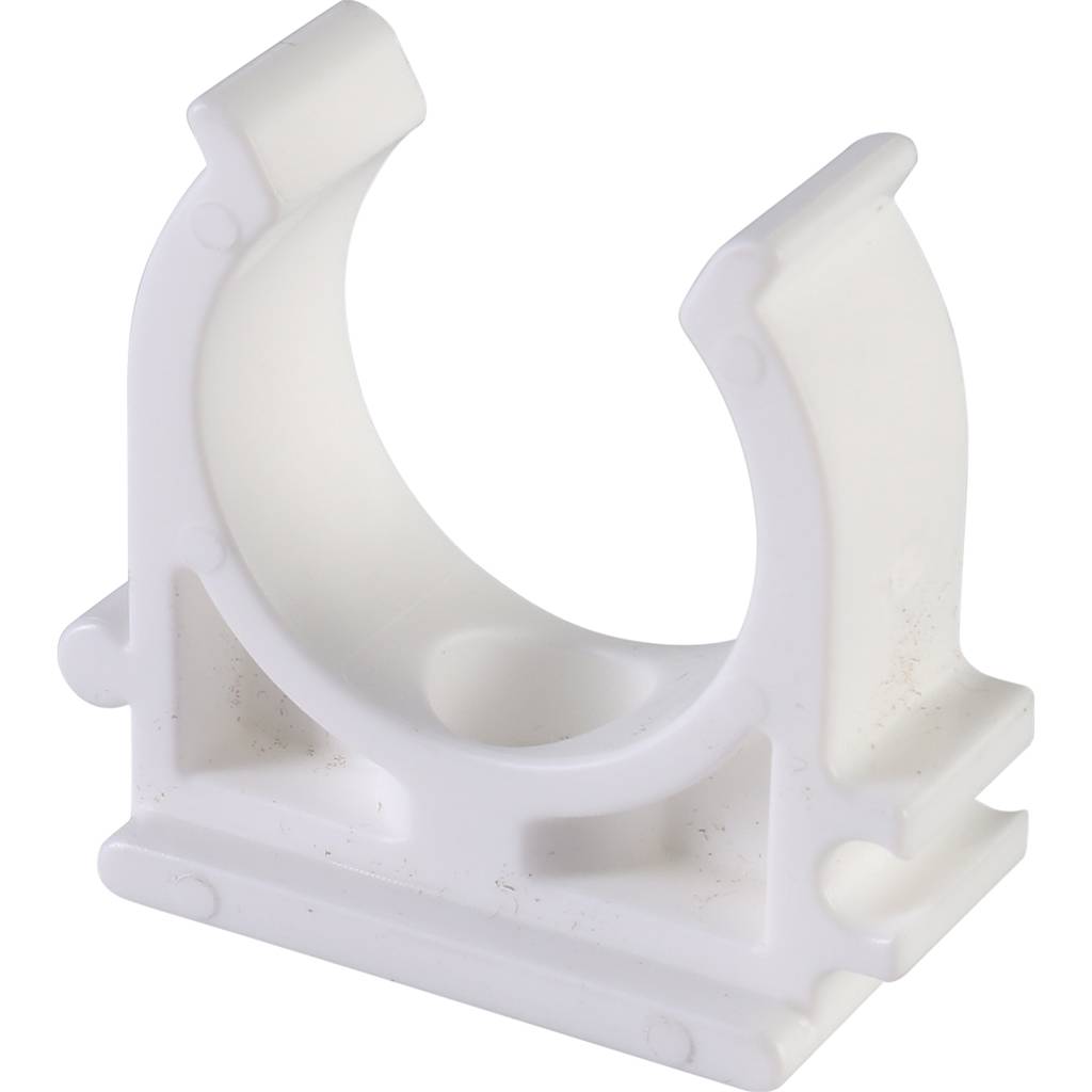 Крепление Политэк d=25 для полипропиленовых труб под сварку (цвет белый). Фото 1