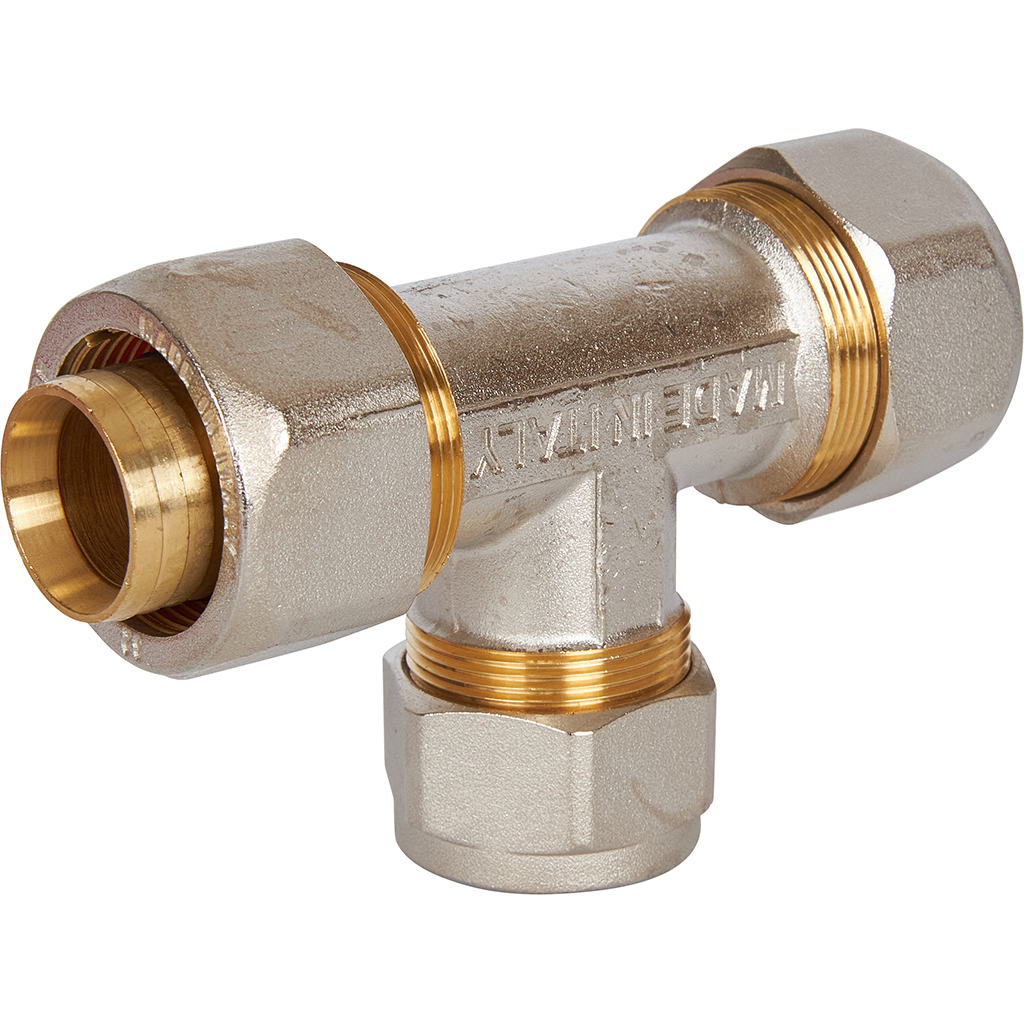 Тройник переходной STOUT 32x26x32 для металлопластиковых труб винтовой. Фото 0