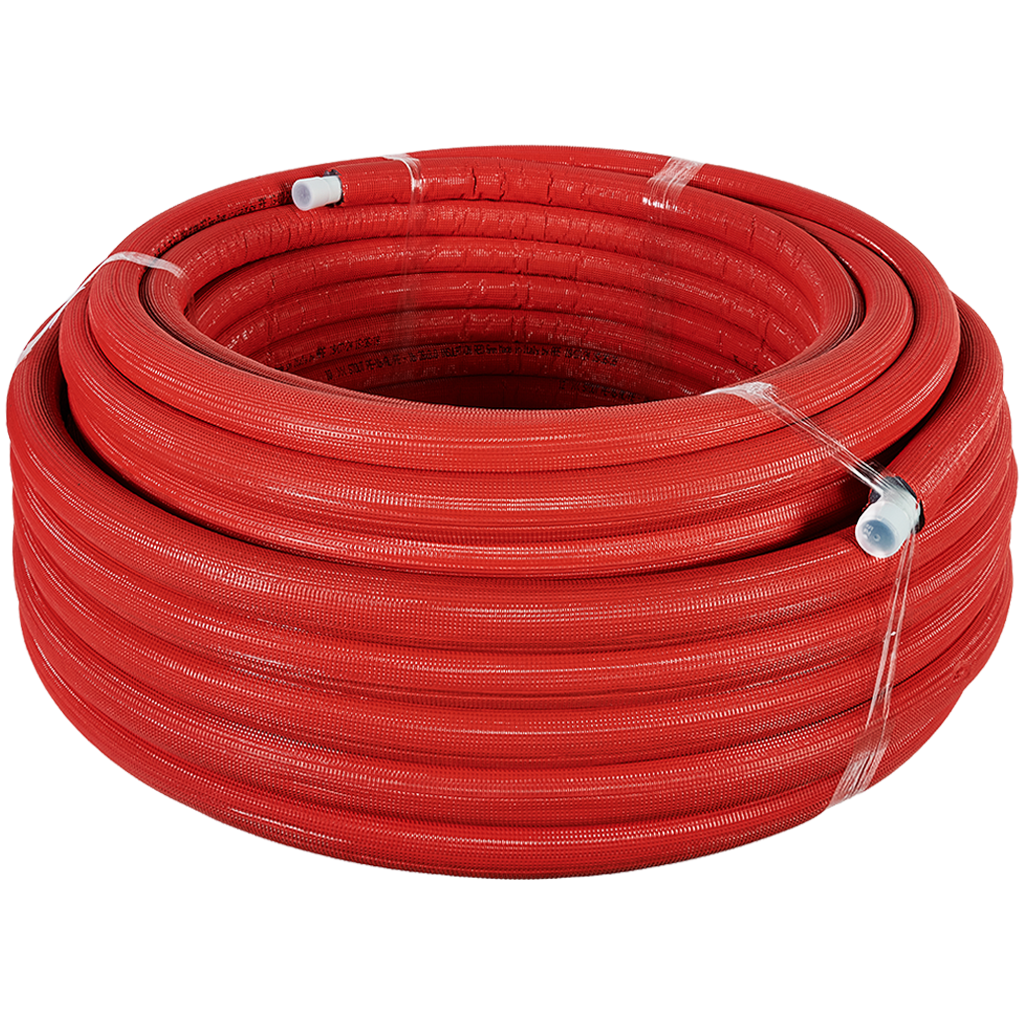 Труба металлопластиковая STOUT в теплоизоляции 26х3,0 (бухта 50 м) (красная)