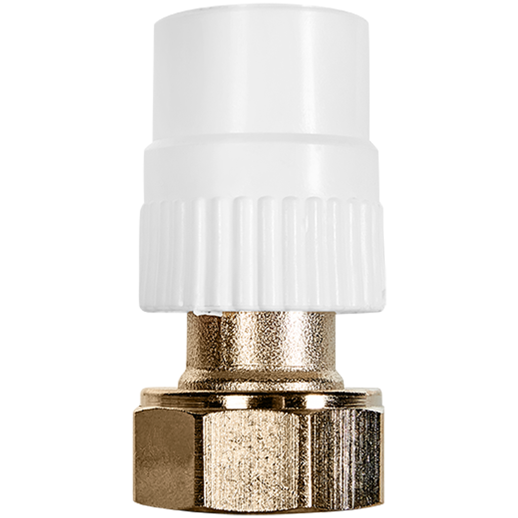 Муфта Pro Aqua d=20x3/4 PP-R с накидной гайкой, евроконус, белая. Фото 0