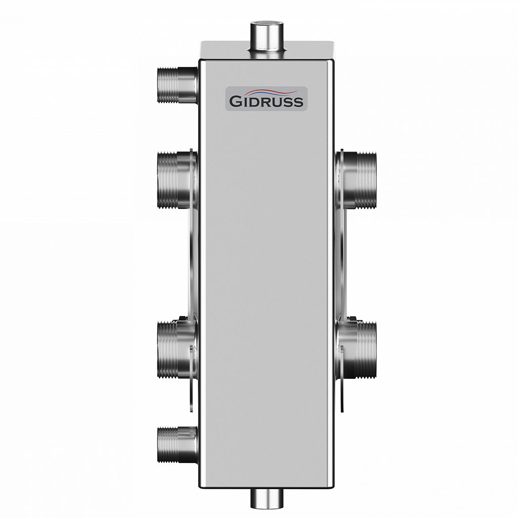 Гидравлический разделитель GIDRUSS GRSS-100-32 (нерж., до 100 кВт, G 1, сечение корпуса 100х100x3 мм). Фото 0