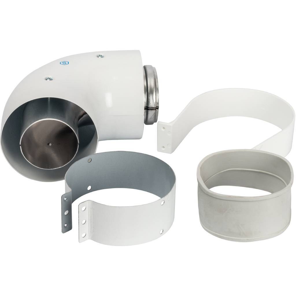 Адаптер для котла угловой STOUT DN60/100 90° коаксиальный (совместимый с Vaillant, Protherm NEW)(с логотипом). Фото 0