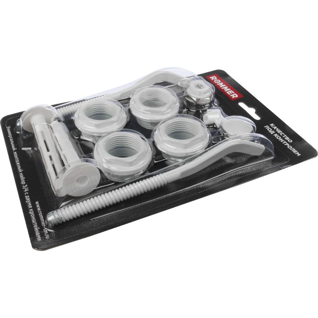 Монтажный комплект c двумя кронштейнами ROMMER 3/4 11 в 1 (RAL9016). Фото 3