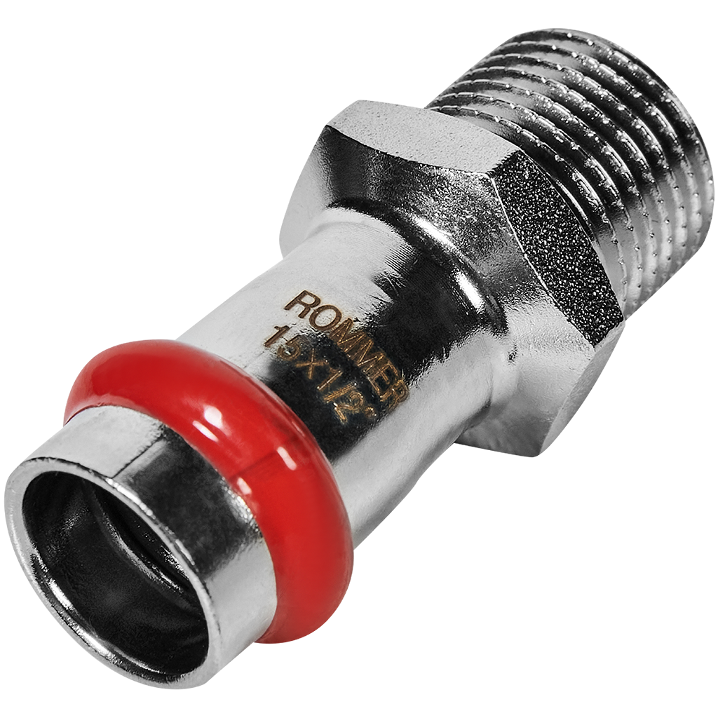 Переходник ROMMER ВПр-НР 15х1/2 из нержавеющей стали прессовой