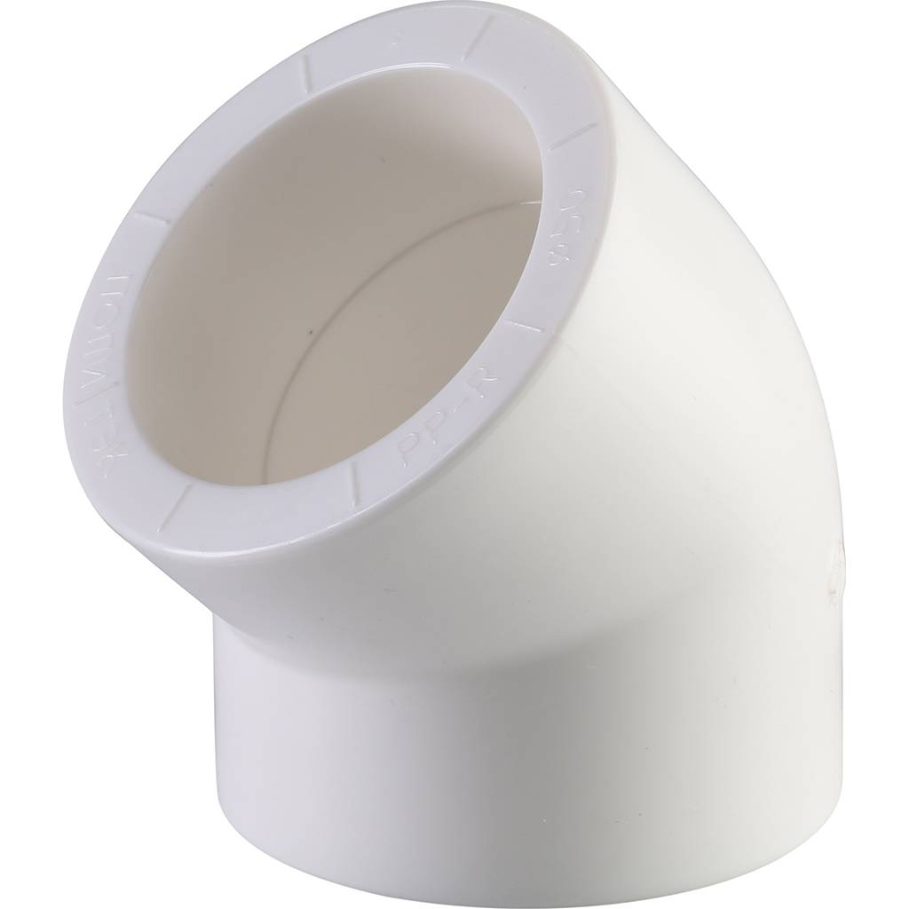 Угольник Политэк d=50 45* для полипропиленовых труб под сварку (цвет белый)