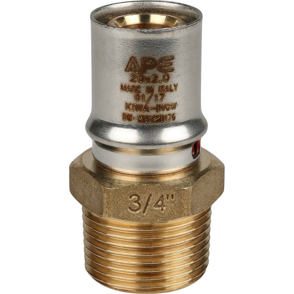 Переходник STOUT с наружной резьбой 3/4 х20 для металлопластиковых труб прессовой. Фото 2