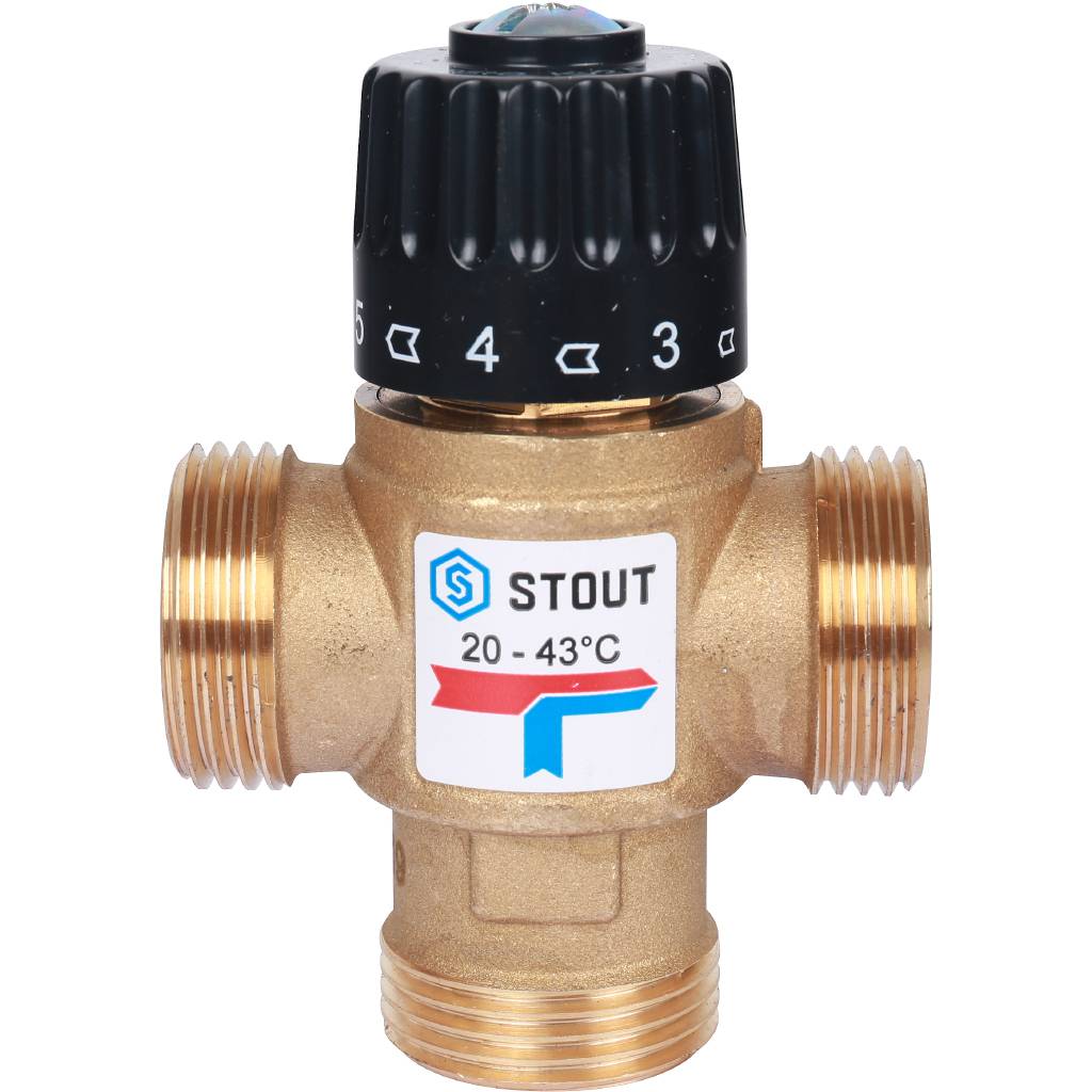 Термостатический смесительный клапан для систем отопления и ГВС STOUT G 1” M, 20-43°С KV 2,5 м3/ч. Фото 3