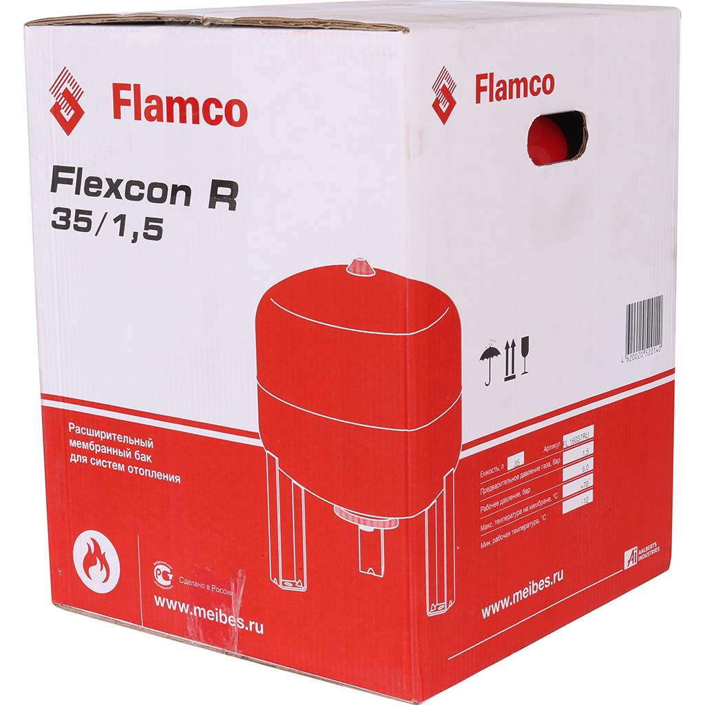 Расширительный бак Flamco Flexcon R (теплоснабжение/холодоснабжение) Flexcon R 35л/1,5 - 6bar. Фото 4