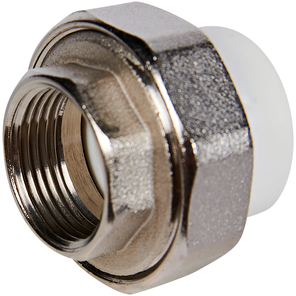 Муфта комбинированная Pro Aqua d=25-3/4 PP-R разъемная (американка) ВР Белая. Фото 1