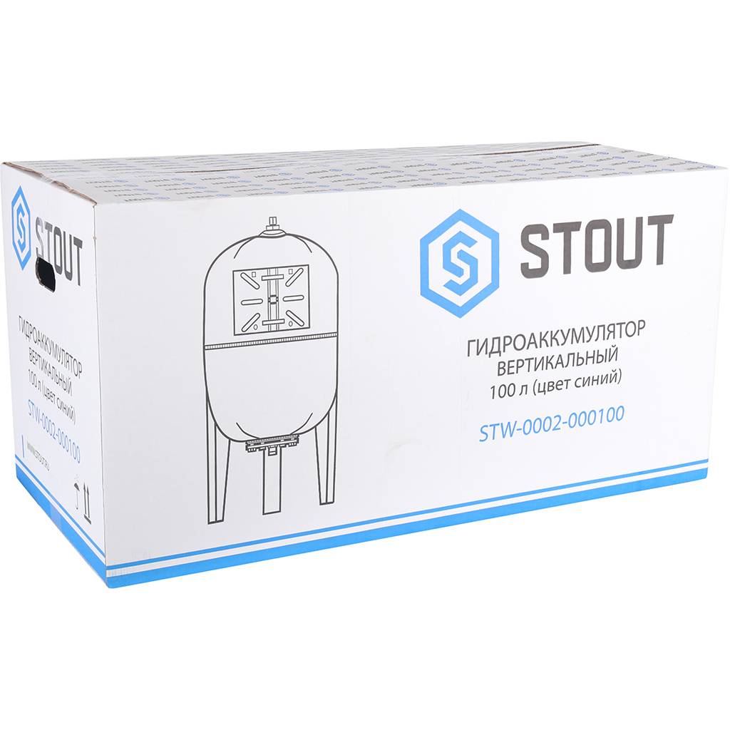 Расширительный бак STOUT STW-0002 гидроаккумулятор 100 л. вертикальный (цвет синий). Фото 8