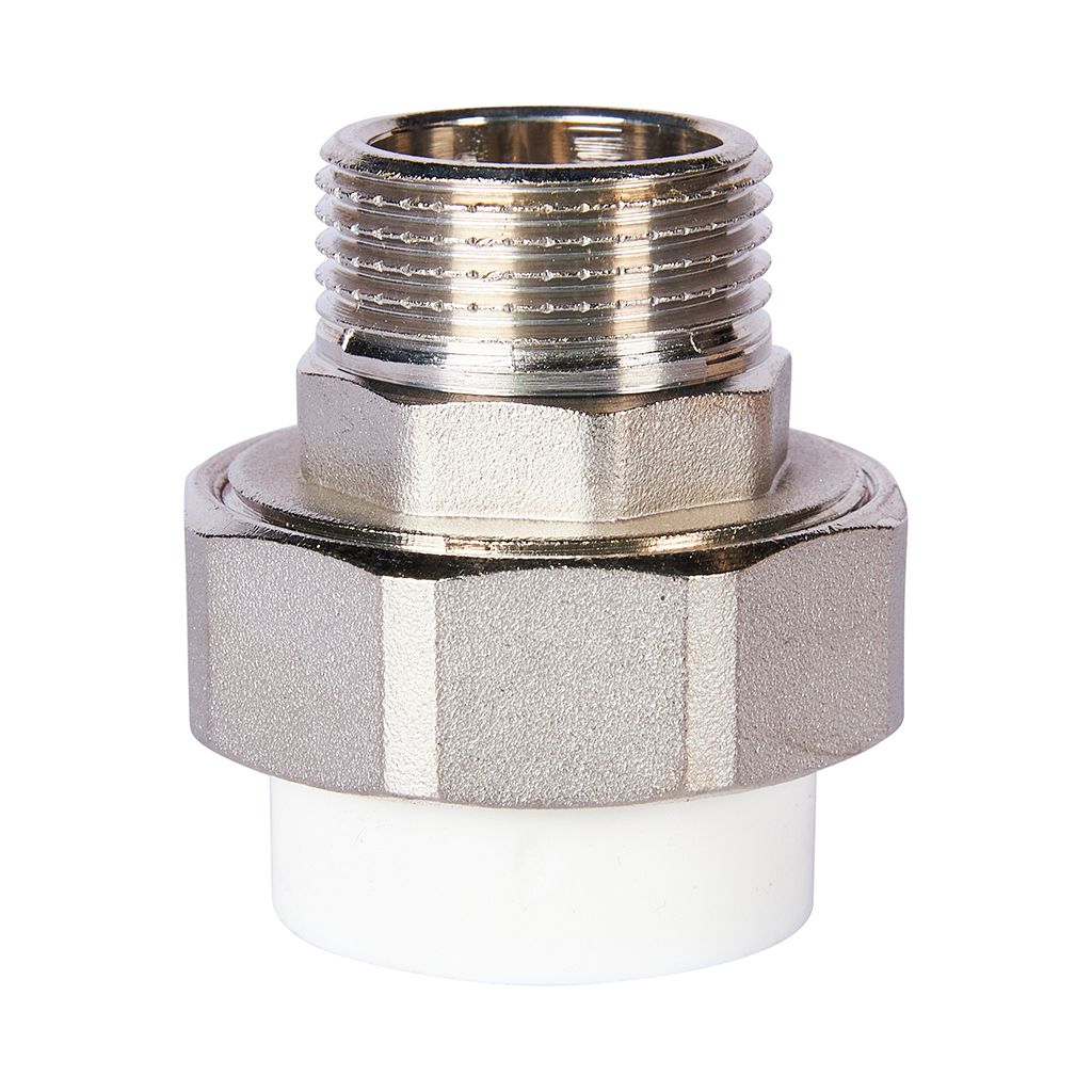 Муфта комбинированная Pro Aqua d=32-1 PP-R разъемная (американка) УСИЛЕННАЯ НР Белая. Фото 0