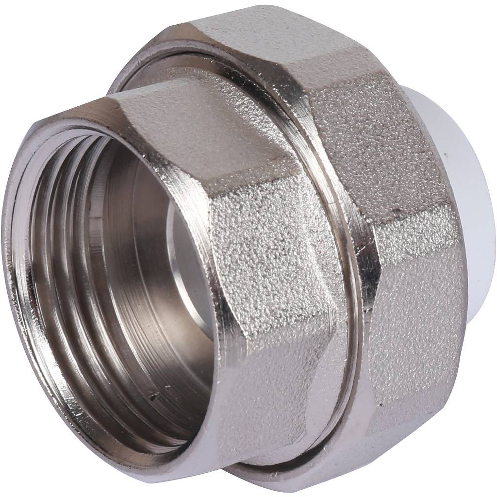 Муфта разъемная с внутренней резьбой Политэк 20х1 для полипропиленовых труб под сварку (цвет белый)