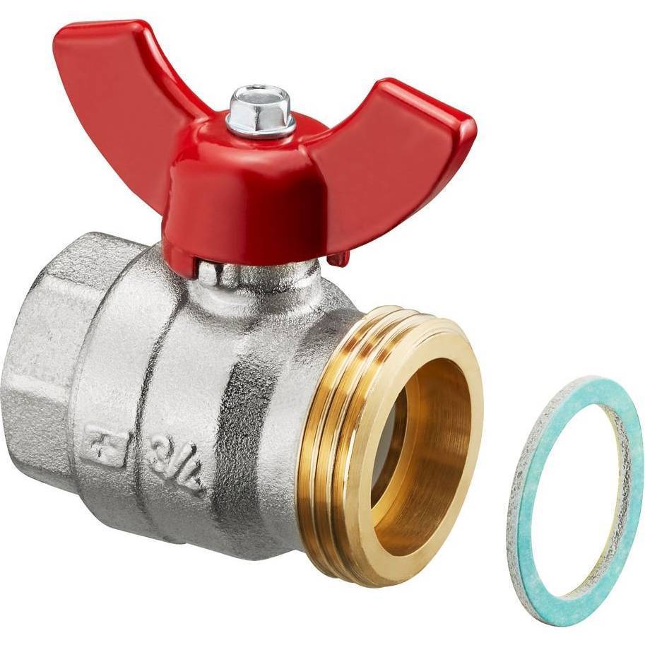 Кран шаровой Oventrop муфтовый G1 BP х G1 HP с плоским уплотнением ручка бабочка