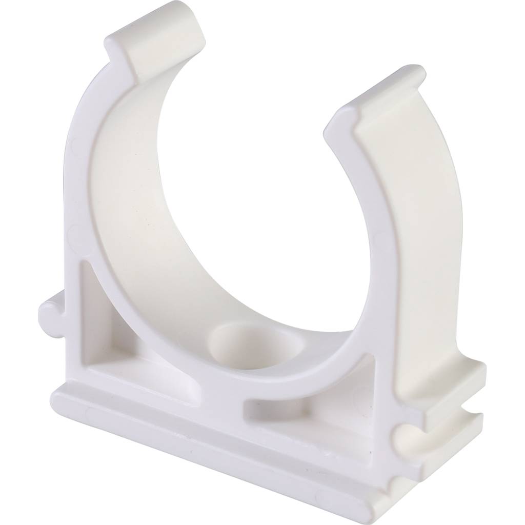 Крепление Политэк d=32 для полипропиленовых труб под сварку (цвет белый). Фото 1