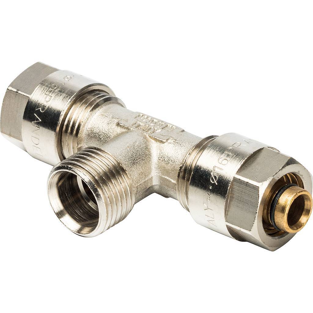 Тройник с нар.резьбой Prandelli Multyrama (16х2,0х1/2) для металлопластиковых труб винтовой