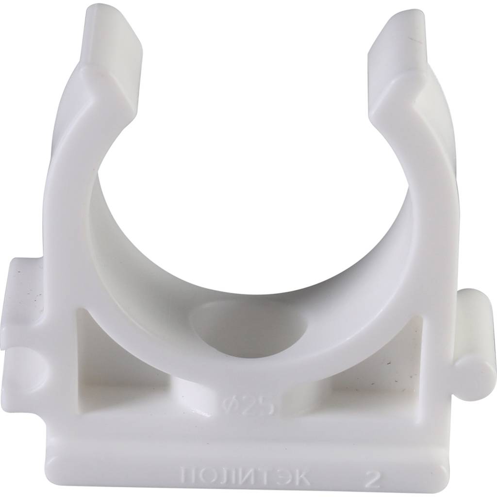 Крепление Политэк d=25 для полипропиленовых труб под сварку (цвет белый). Фото 3