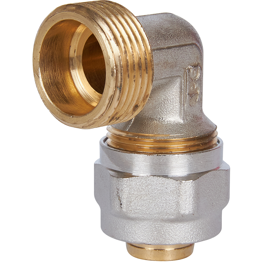 Угольник-переходник STOUT с наружной резьбой 3/4 х20 для металлопластиковых труб винтовой