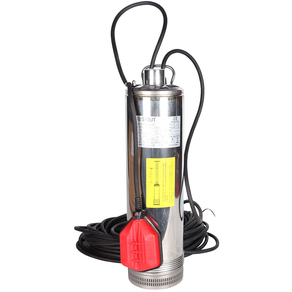 Насос колодезный STOUT с поплавком, кабель 20 м, 230V, Q=90 л/мин, H=45 м