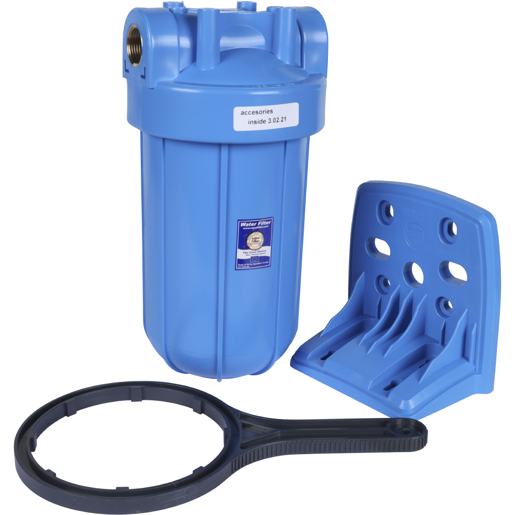 Корпус 10ВВ AquaFilter AQM вход 1  FH10B1-B-WB фильтр в сборе (колба, ключ, кронштейн, манометр) без картриджа. Фото 0