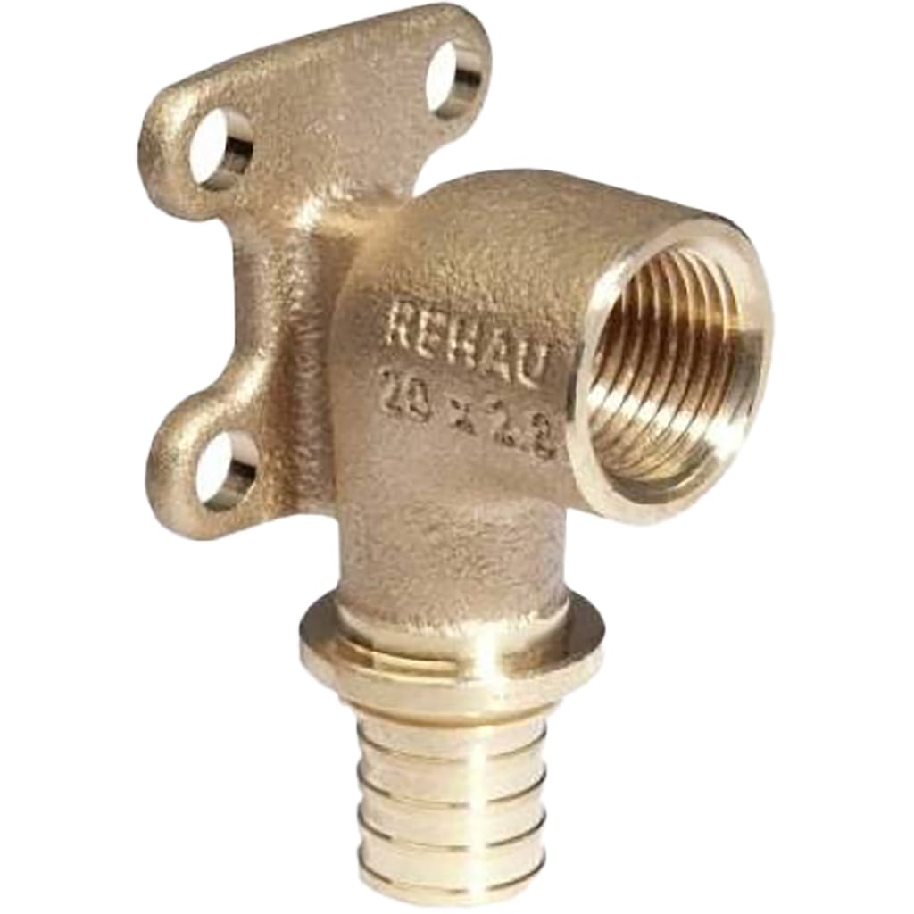 Угольник настенный РЕХАУ RAUTITAN с квадратными фланцами 20-Rp1/2 RX+ для труб из сшитого полиэтилена аксиальный