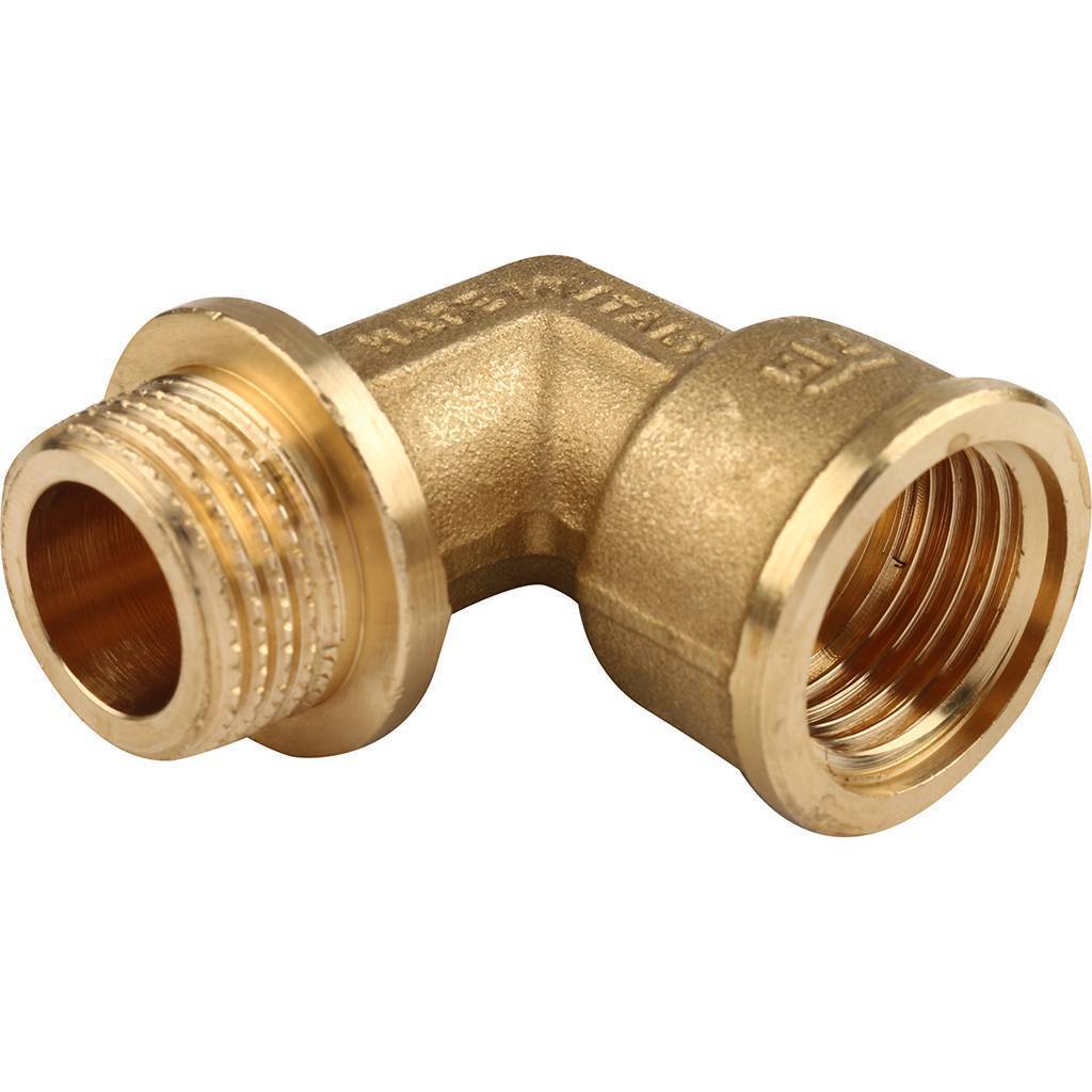 Угольник TIEMME НВ с упором 1/2х1/2 для стальных труб резьбовой