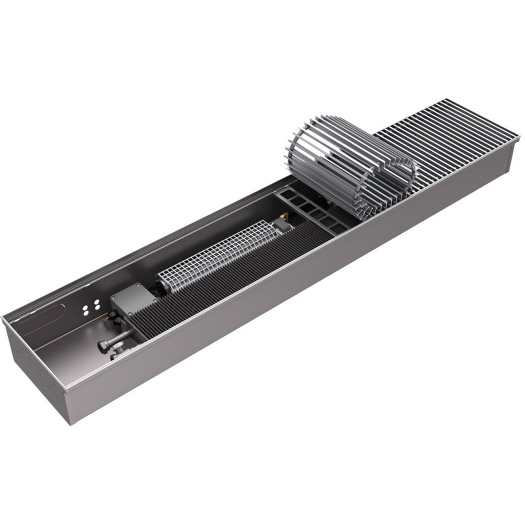 Конвектор внутрипольный ROMMER RCQ 80.300.2800 24V с модулем F (Решётка роликовая, анодированный алюминий)