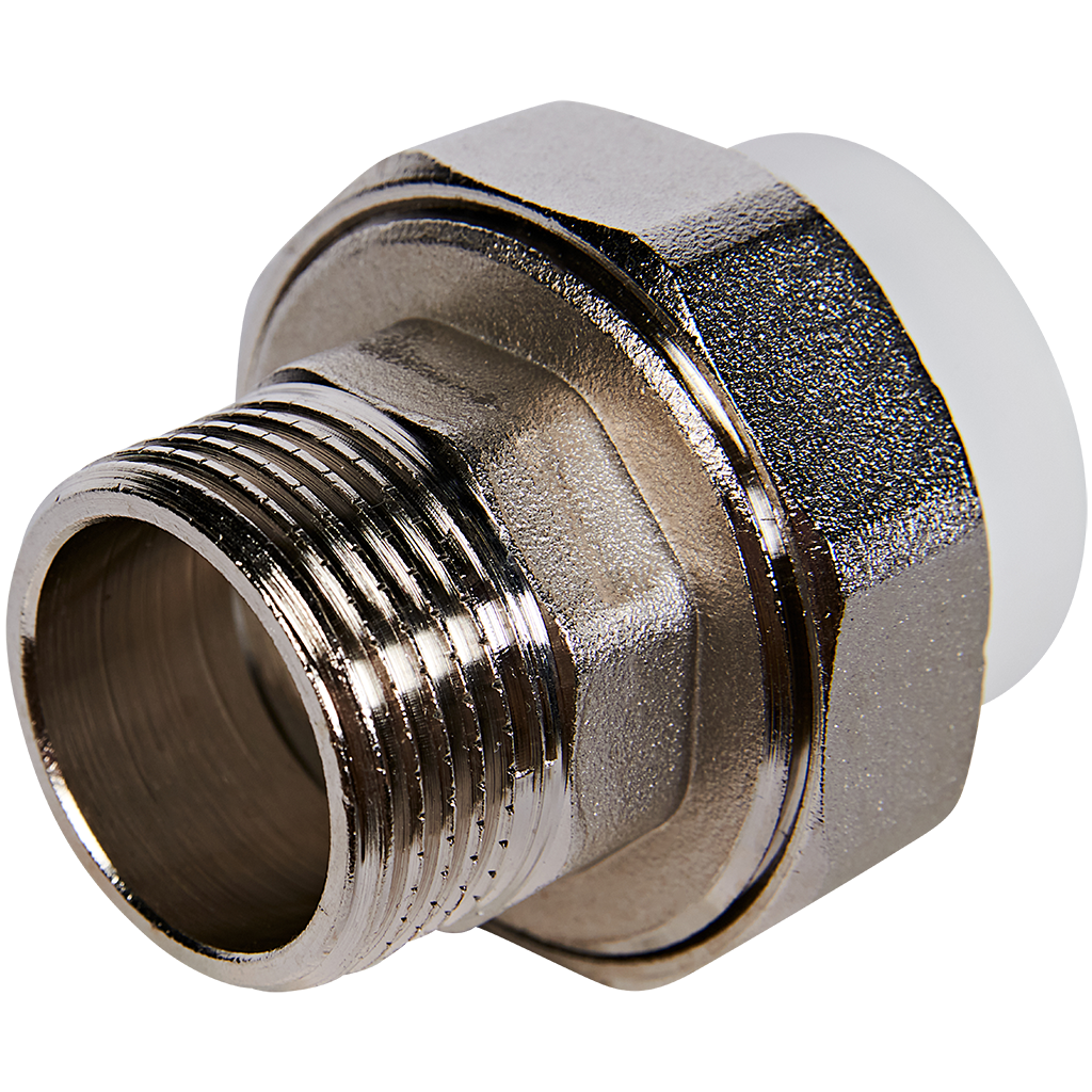 Муфта комбинированная Pro Aqua d=32-1 PP-R разъемная (американка) НР Белая. Фото 1