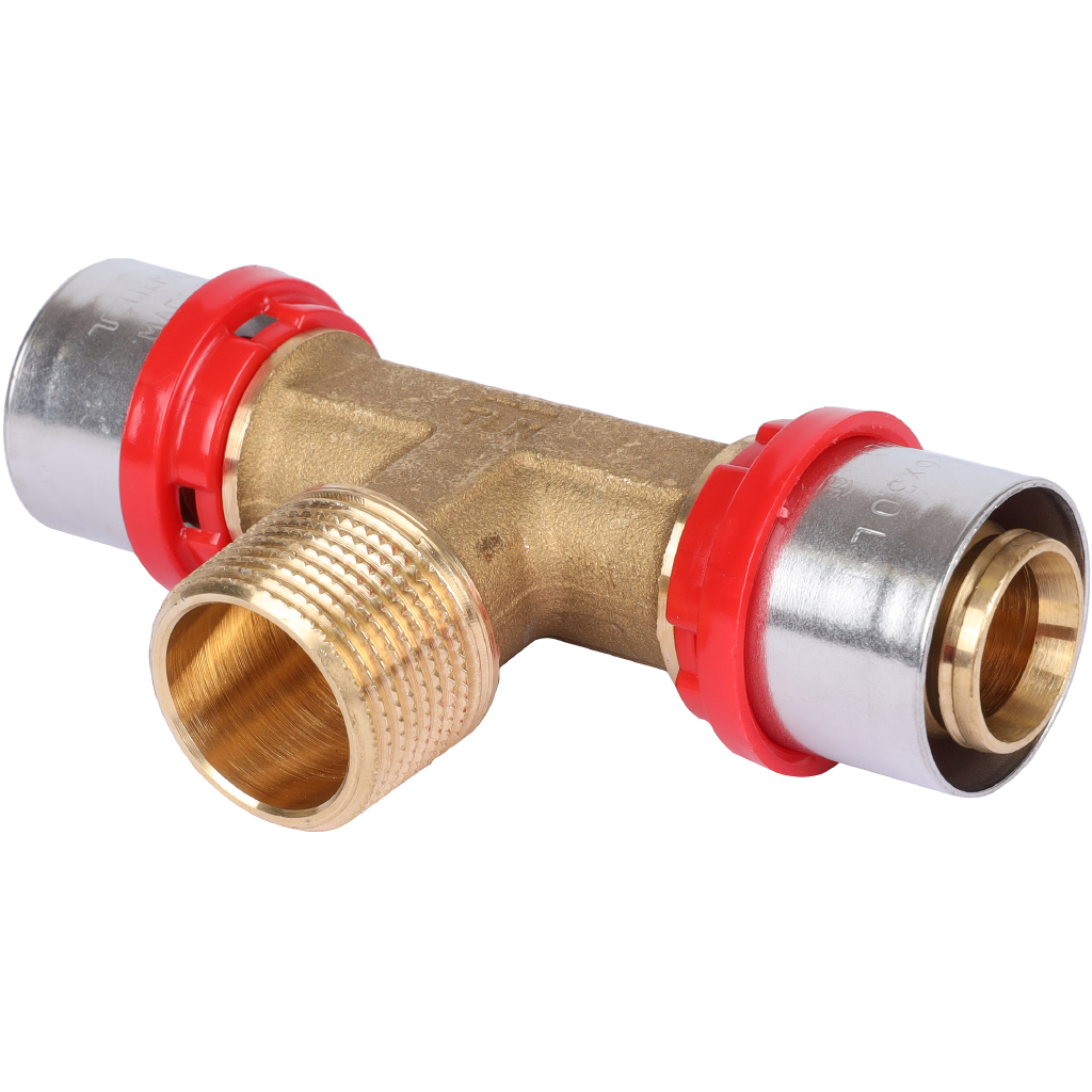 Тройник TIEMME с наружной резьбой 26x3/4x26 для металлопластиковых труб прессовой