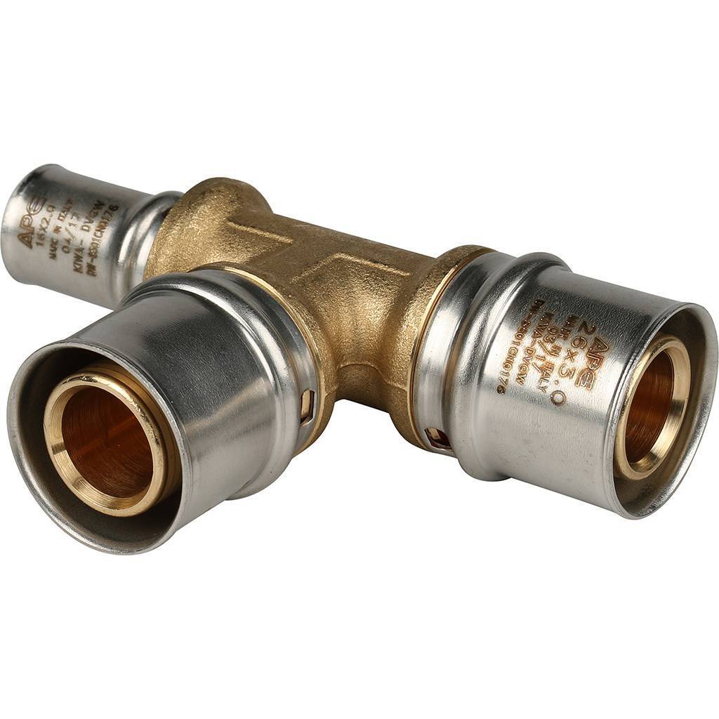 Тройник переходной STOUT 26х26х16 для металлопластиковых труб прессовой