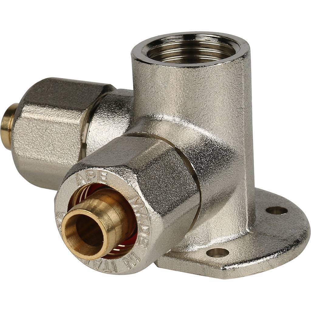 Тройник STOUT настенный с креплением для металлопластиковых труб винтовой