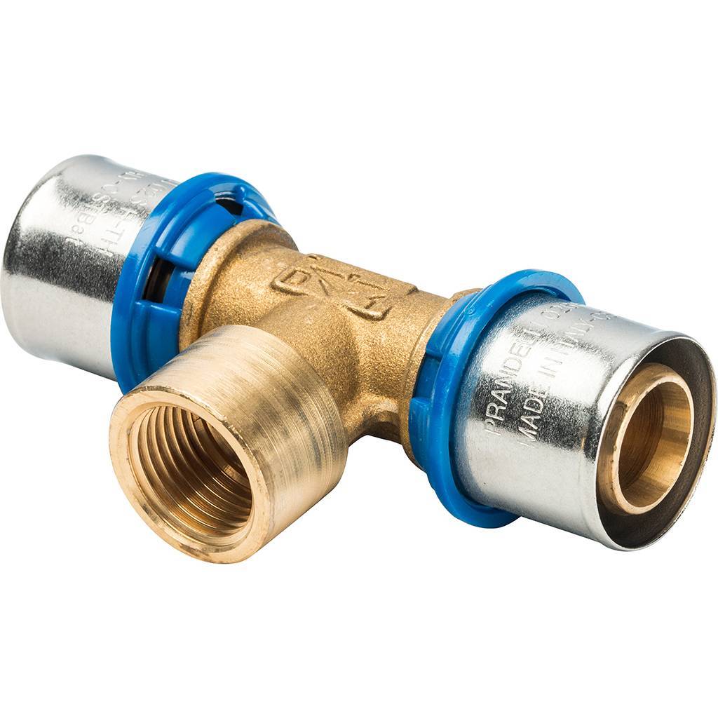 Тройник Prandelli Multyrama с внутренней резьбой (26х3,0)х3/4 профиль H, TH, U для металлопластиковых труб прессовой