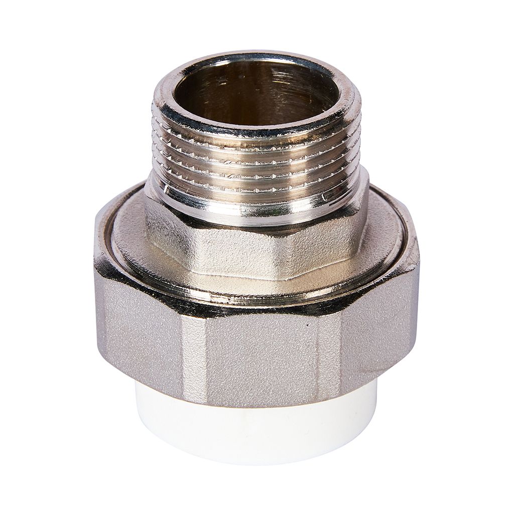 Муфта комбинированная Pro Aqua d=32-1 PP-R разъемная (американка) УСИЛЕННАЯ НР Белая. Фото 1