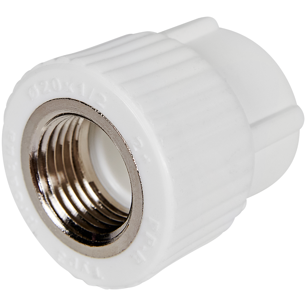 Муфта комбинированная Pro Aqua d= 20-1/2 PP-R ВР Белая. Фото 0