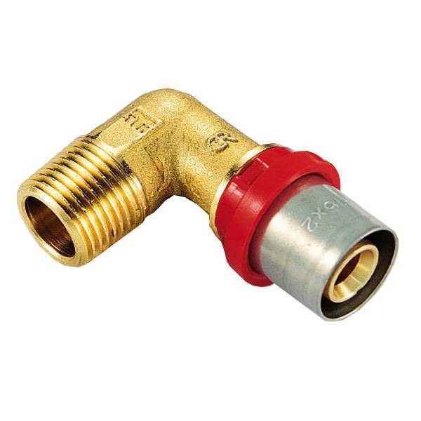 Угольник TIEMME с наружной резьбой 20x3/4 для металлопластиковых труб прессовой