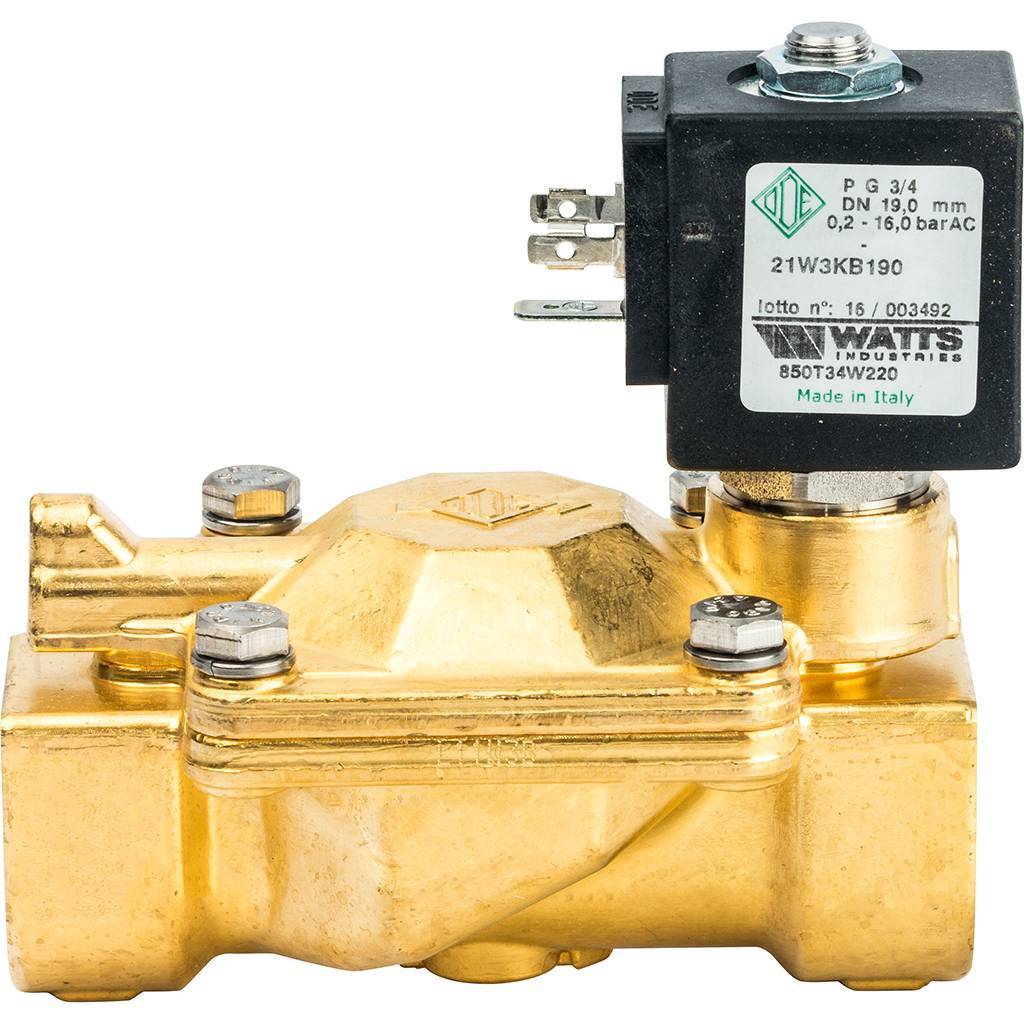 Соленоидный клапан Watts 850Т (850T34W220) для систем водоснабжения 3/4 230V Н.З.. Фото 1