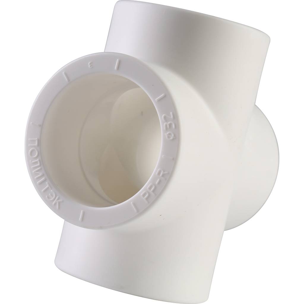 Крестовина Политэк d=32 для полипропиленовых труб под сварку (цвет белый)