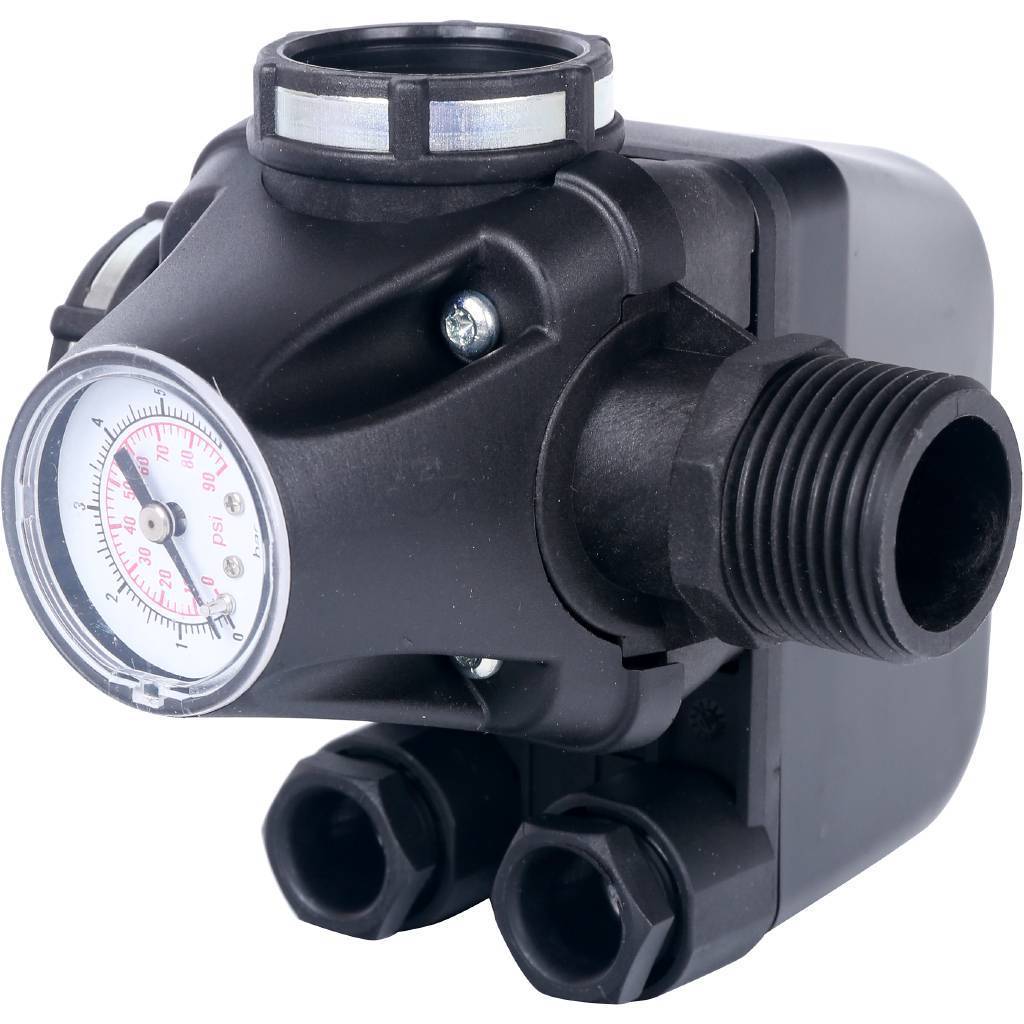 Реле давления STOUT SCS-0001 для водоснабжения со встроенным манометром PM5-3W, 1-5 бар. Фото 1