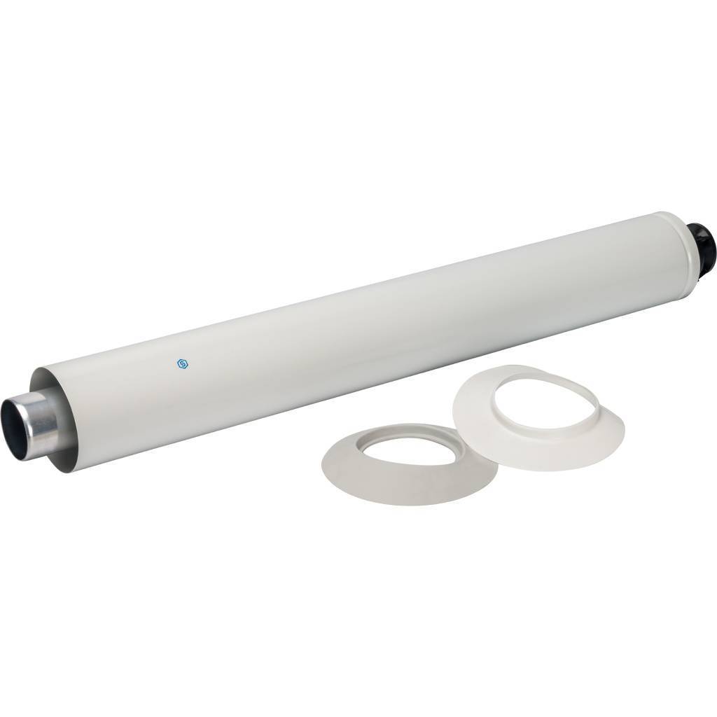 Конечный участок STOUT DN60/100 830мм дымохода для горизонт. прохода через стену с оголовком из пластика